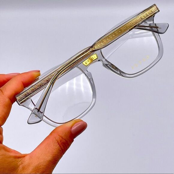 BRAND NEW GUCCI GG0184O 005 Grey/Grey Transparent Unisex Eyeglasses - Picture 11 of 12